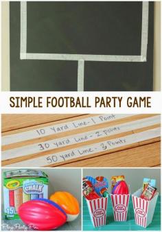 
                    
                        Super easy and fun football party game idea from playpartypin.com, perfect for keeping kids entertained with this Super Bowl party game
                    
                