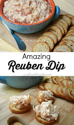 
                    
                        Reuben Dip. This is an amazing dip made with all the great tastes of a classic Reuben Sandwich. Great appetizer recipe for game day or any party. from willcookforsmiles...
                    
                