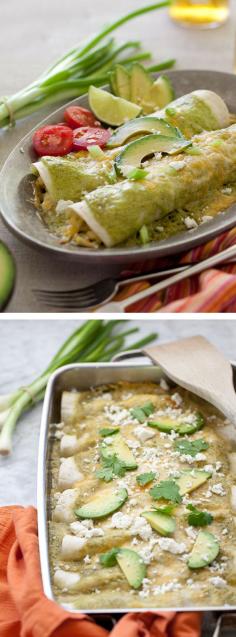 
                    
                        Avocado Cream and Chicken Suiza Enchiladas Recipe | foodiecrush.com
                    
                