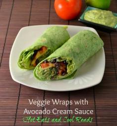 
                    
                        Veggie Wraps with Avocado Cream Sauce from Hot Eats and Cool Reads! #meatless #wraps
                    
                