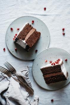 
                    
                        (GLUTEN + DAIRY FREE) CHOCOLATE LAYER CAKE WITH CACAO MACADAMIA MOUSSE + COCONUT WHIP
                    
                