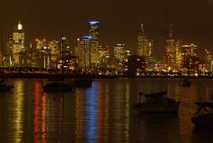 
                    
                        Melbourne's skyline at night, viewed from Williamstown, Victoria, Australia
                    
                