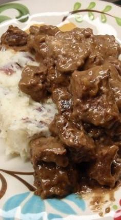 
                    
                        No Peek Beef Tips ~ Very Yummy... The Meat Turns out Very Tender and The Gravy is The Perfect Consistency. Best Served over Rice, Egg Noodles, or Mashed Potatoes.
                    
                