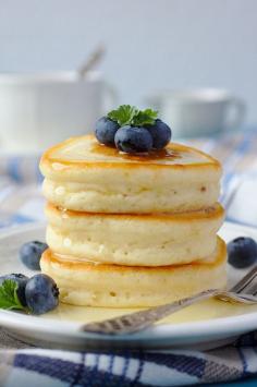 
                    
                        Japanese Hot Cakes- fluffier and bit sweeter- 2 large eggs , 3/4 cup plus 1 1/2 tbsp milk, 1 tsp vanilla, 1 & 2/3 cups) flour, 1& 3/4 tsp baking powder, 3 Tbsp plus 1 tsp sugar / o beat eggs, milk, & vanilla until foamy./ whisk dry ingred. then add to wet. Let sit 15 min./
                    
                