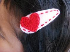 crochet heart hairclip