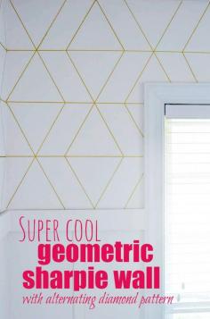 Super Cool Geometric Sharpie Wall with alternating diamond pattern. It's NOT that hard! I pinky promise!  Maybe with WASHI?