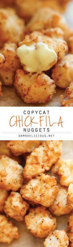 Copycat Chick-fil-A Nuggets  1 cup vegetable oil 1 cup milk 1 large egg 1 pound boneless, skinless chicken breasts, cut into 1-inch chunks 1 1/4 cups all-purpose flour 1 tablespoon confectioners' sugar Kosher salt and freshly ground black pepper, to taste