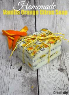 
                    
                        Homemade Vanilla Orange Citrus Soap - A Spark of Creativity  I absolutely love the smell of Vanilla and oranges so what better way to bring those scents to my bathroom than by making a Homemade Vanilla Orange Citrus Soap.
                    
                