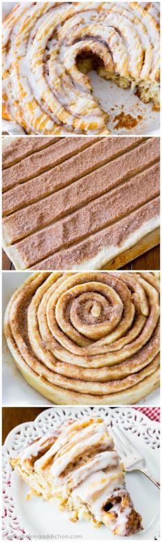 
                    
                        Learn how to make a Giant Cinnamon Roll Cake. Love this huge cinnamon roll!
                    
                