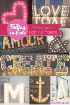 
                    
                        Falling in Love with DIY Marquee Lighting Projects! Here is a round up of some amazing Marquee lighting projects via www.artsandclassy...
                    
                