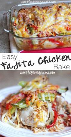 Easy Fajita Chicken Bake Recipe - Only 6 ingredients!  (I actually did make this one and our whole family loved it)
