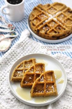 
                    
                        Coconut Waffles – gluten-free and vegan. Made with coconut flour and chia seeds this waffle recipe makes the ultimate healthy breakfast!
                    
                