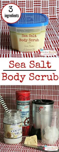 
                    
                        DIY Sea Salt Body Scrub - Coconut Oil, Cocoa Butter Body Scrub.  TodaysCreativeBlo...
                    
                