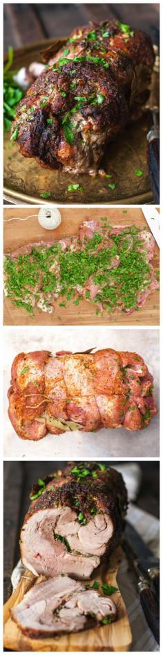 
                    
                        The juiciest pork roast stuffed with herbs and garlic and rubbed with aromatic spices.
                    
                