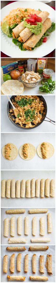 
                    
                        Baked Creamy Chicken Taquitos - You won't even miss the fried version! So incredibly good and crisp!
                    
                