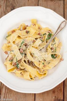 
                    
                        Best of Italian cuisine at home- Fresh Pappardelle Carbonara with Arugula
                    
                