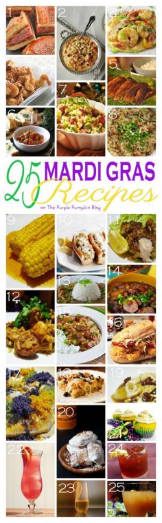 
                    
                        25 Mardi Gras Recipes – lots of great ideas with appetizers, entrees, desserts and cocktails! Saving this for Mardi Gras party time!
                    
                