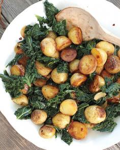 
                    
                        Skillet potatoes with kale. You can also substitute the potato with sweet potato.
                    
                