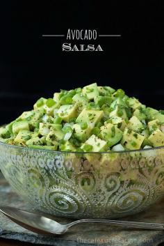 
                    
                        Avocado Salsa - kind of like a grown up guacamole. Loaded with delicious fresh flavor and texture, the fabulous avocados really shine!
                    
                