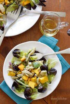 California Grilled Chicken Avocado and Mango Salad. Ready in minutes, perfect for a hot summer day or night - THIS WOULD BE GREAT - ALL THE THINGS WE LOVE!!!