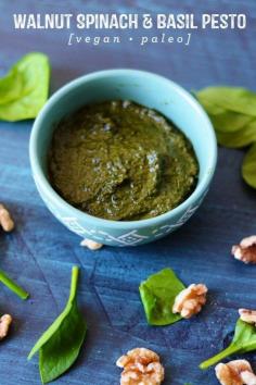 
                    
                        Walnut, Spinach and Basil Pesto (Vegan and Paleo) – easy to make and it goes with everything: fish, pasta, salads you name it!
                    
                