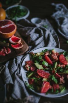 
                    
                        Grapefruit, Salmon, & Avocado Salad  by Eva Kosmas Flores | Adventures in Cooking
                    
                
