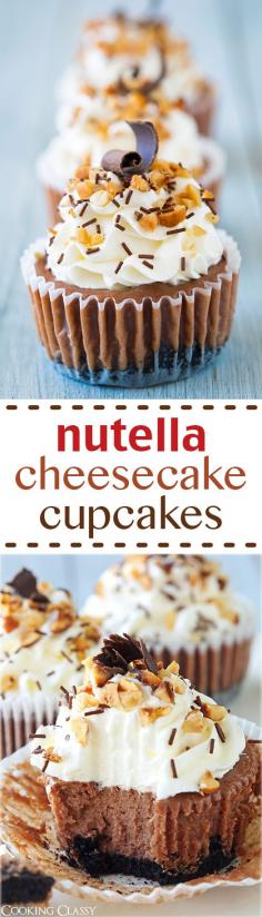 
                    
                        Nutella Cheesecake Cupcakes - these cupcakes are DREAMY! Silky smooth, creamy perfection.
                    
                