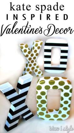 
                    
                        Kate Spade Inspired Valentine's Decor. Black and white stripes and gold polka dots - a sophisticated alternative to traditional Valentine's colors.
                    
                