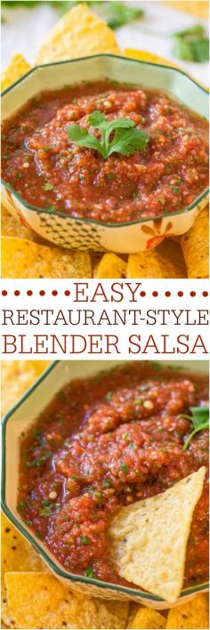
                    
                        Easy Restaurant-Style Blender Salsa - Make your own salsa in minutes! Fast, easy, goofproof and tastes 1000x better than anything you'd buy!
                    
                