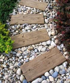 Timber as steppers for garden path, way prettier then stepping stones!