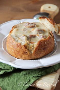 
                    
                        Slow Cooker Cheddar Ale and Bratwurst Soup in Pretzel Bowls - This was fabulous! I did add the potatoes, and just baked the frozen Sister Schubert's Pretzel Rolls and dipped it in the soup! This was really delicious and normally I DO NOT like beer soups or breads. The hubby thought it needed more pepper, but other than that, he loved it.
                    
                