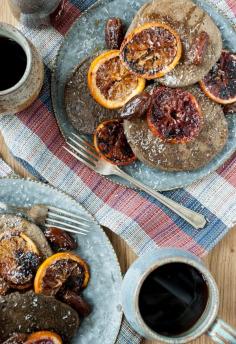 
                    
                        Buckwheat Pancakes with Maple-Whiskey Syrup, Dates & Roasted Citrus
                    
                