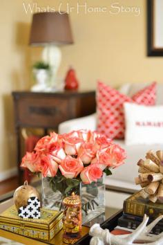 
                    
                        Transitional living room with red accents - Whats Ur Home Story
                    
                