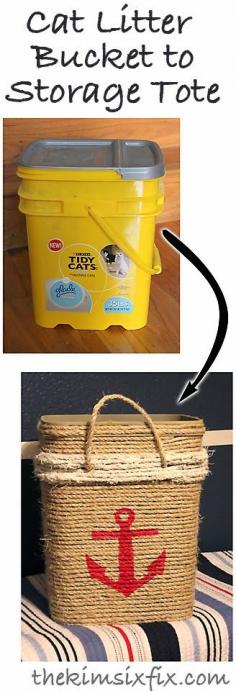 
                    
                        Cat Litter Bucket into Nautical Storage Tote (Tutorial)
                    
                