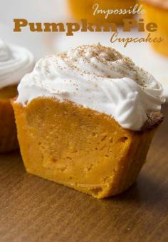 
                    
                        Impossible Pumpkin Pie Cupcakes via Dan @ Cakescottage
                    
                