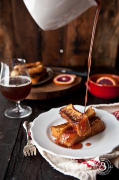 
                    
                        Drunk French Toast Sticks with Beer Blood Orange Syrup
                    
                