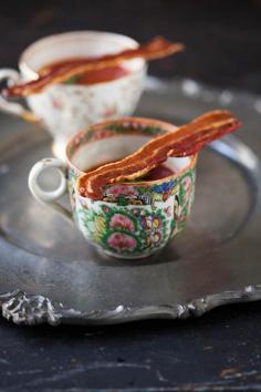 
                    
                        bloody mary shots with crispy bacon strips
                    
                