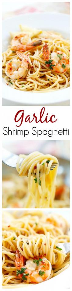 
                    
                        Garlic Shrimp Spaghetti – super easy and delicious spaghetti with garlic, olive oil, shrimp and red pepper flakes. Amazing dinner for the family | rasamalaysia.com
                    
                
