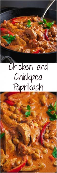 
                    
                        This simplified version of chicken paprikash is made leaner by using chicken breasts and chickpeas so you can enjoy the creamy goodness without the guilt! Julia Frey |{Vikalinka}
                    
                