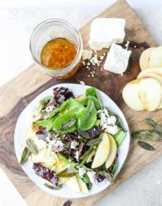 
                    
                        honeycrisp salad with crispy sage and maple vinaigrette
                    
                