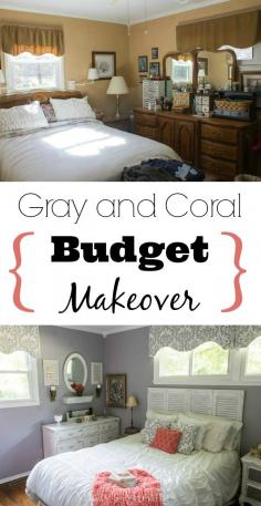 
                    
                        This room went from drab to fab with a gray and coral bedroom makeover! Complete with DIY projects for furniture, fabric and yard sale accessories, Marty's Musings proves you can have a tight budget and still create a beautiful bedroom!
                    
                