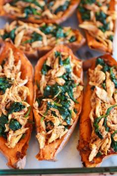 Healthy Chipotle Chicken Sweet Potato Skins recipe #food #paleo #glutenfree