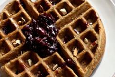 
                    
                        WAFFLES WITH CHERRY & ALMOND COMPOTE
                    
                