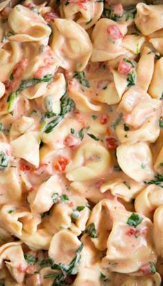 Creamy Spinach Tomato Tortellini - An easy dinner recipes you simply have to try! It's AMAZING!