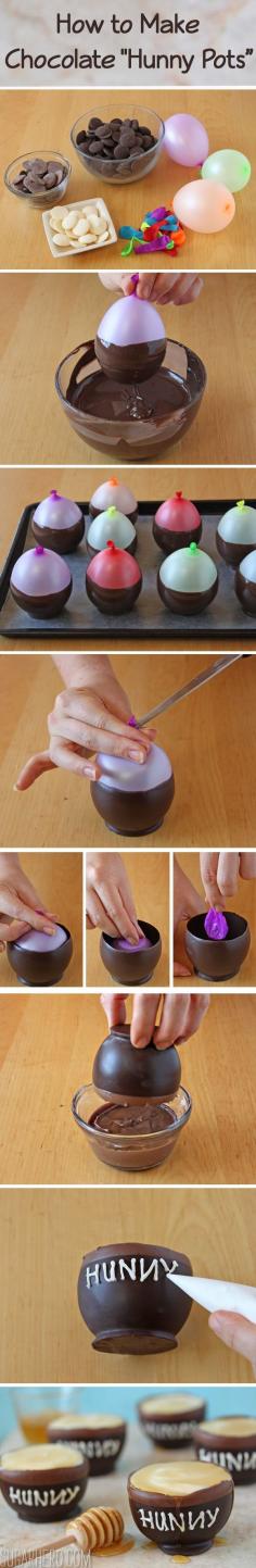 How to Make Chocolate “Hunny Pots"-- you could probably also use as a bowl for individual fruit salads