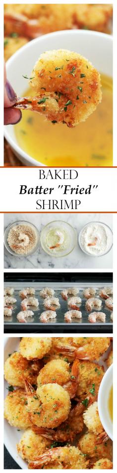 
                    
                        Baked Batter-Fried Shrimp with Garlic Dipping Sauce ~ If you are a fan of Red Lobster's Batter-Fried Shrimp, then you are going to LOVE this healthier, homemade version in which the shrimp are baked instead of fried and they taste amazing!
                    
                