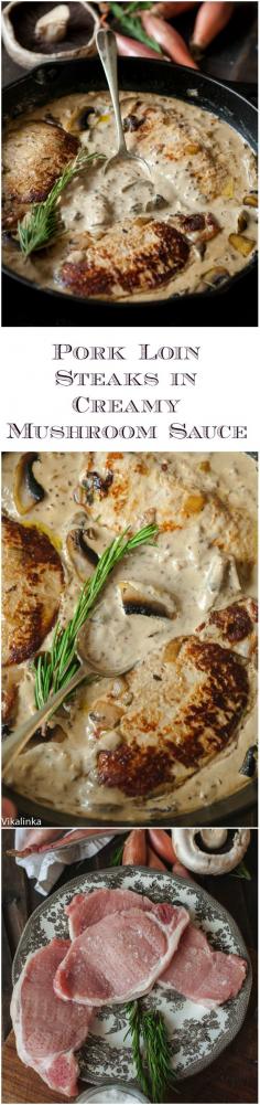 
                    
                        Juicy pork loin steaks in luscious shallot and mushroom sauce that are ready in 15 minutes!
                    
                