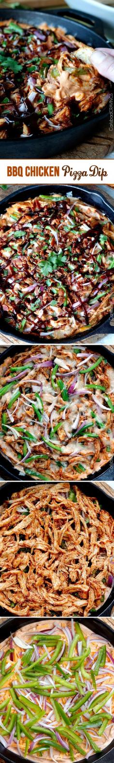
                    
                        Everyone loves this BBQ Chicken Pizza Dip! - cheesy BBQ cream cheese with layers of BBQ chicken, red onions, bell peppers and mozzarella - all the flavors of the pizza but in a dip!
                    
                