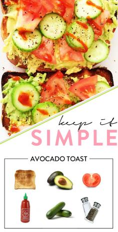 Simple Meal: Avocado toast with cucumbers and tomatoes #healthy