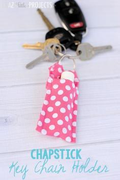 
                    
                        Yea! No more missing lipgloss. Plus, it's easy sewing- straight seams. DIY Chapstick Key Chain Holder | TodaysCreativeblo...
                    
                